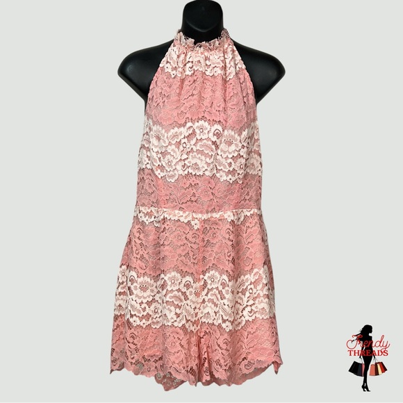 135 Foxiedox NEW Backless Bella Lace Playsuit Large Romper Pink Floral Auction - Picture 2 of 10